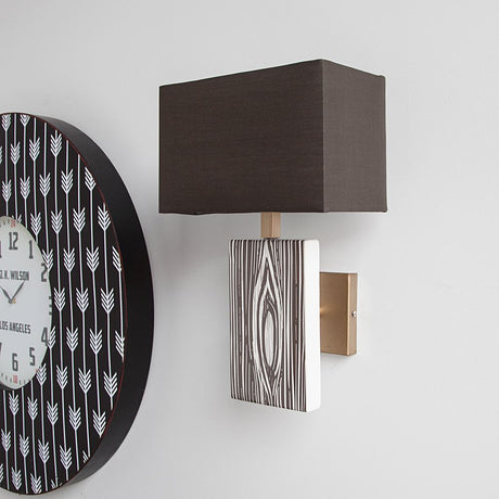 Maravilla III Black/White Pattered Base Black Fabric Shade Wall Sconce by Mercana at Eve Furniture