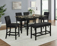 Marbel Black 6-Piece Faux Marble Counter Height Set by Crown Mark at Eve Furniture