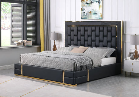 Marbella Black/Gold King Storage Platform Bed by New Era Innovations at Eve Furniture