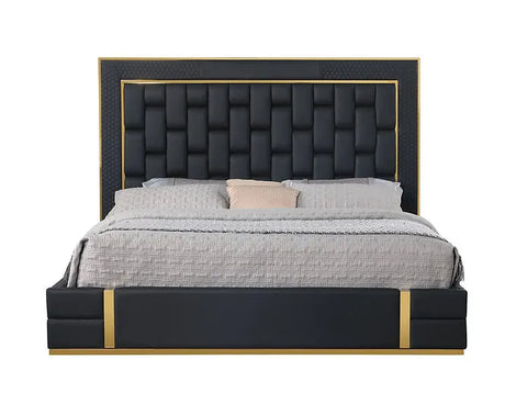 Marbella Black/Gold King Storage Platform Bed by New Era Innovations at Eve Furniture