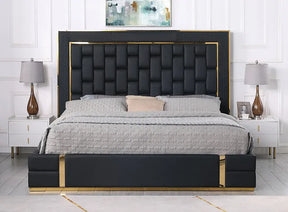 Marbella Black/Gold King Storage Platform Bed by New Era Innovations at Eve Furniture