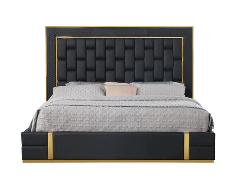 Marbella Black/Gold Queen Storage Platform Bed by New Era Innovations at Eve Furniture