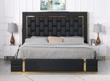 Marbella Black/Gold Queen Storage Platform Bed by New Era Innovations at Eve Furniture