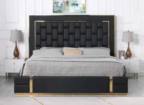 Marbella Black/Gold Queen Storage Platform Bed by New Era Innovations at Eve Furniture