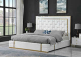 Marbella White/Gold King Storage Platform Bed by New Era Innovations at Eve Furniture