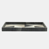 Marble 10x19 Rectangular Tray, Blk/wht