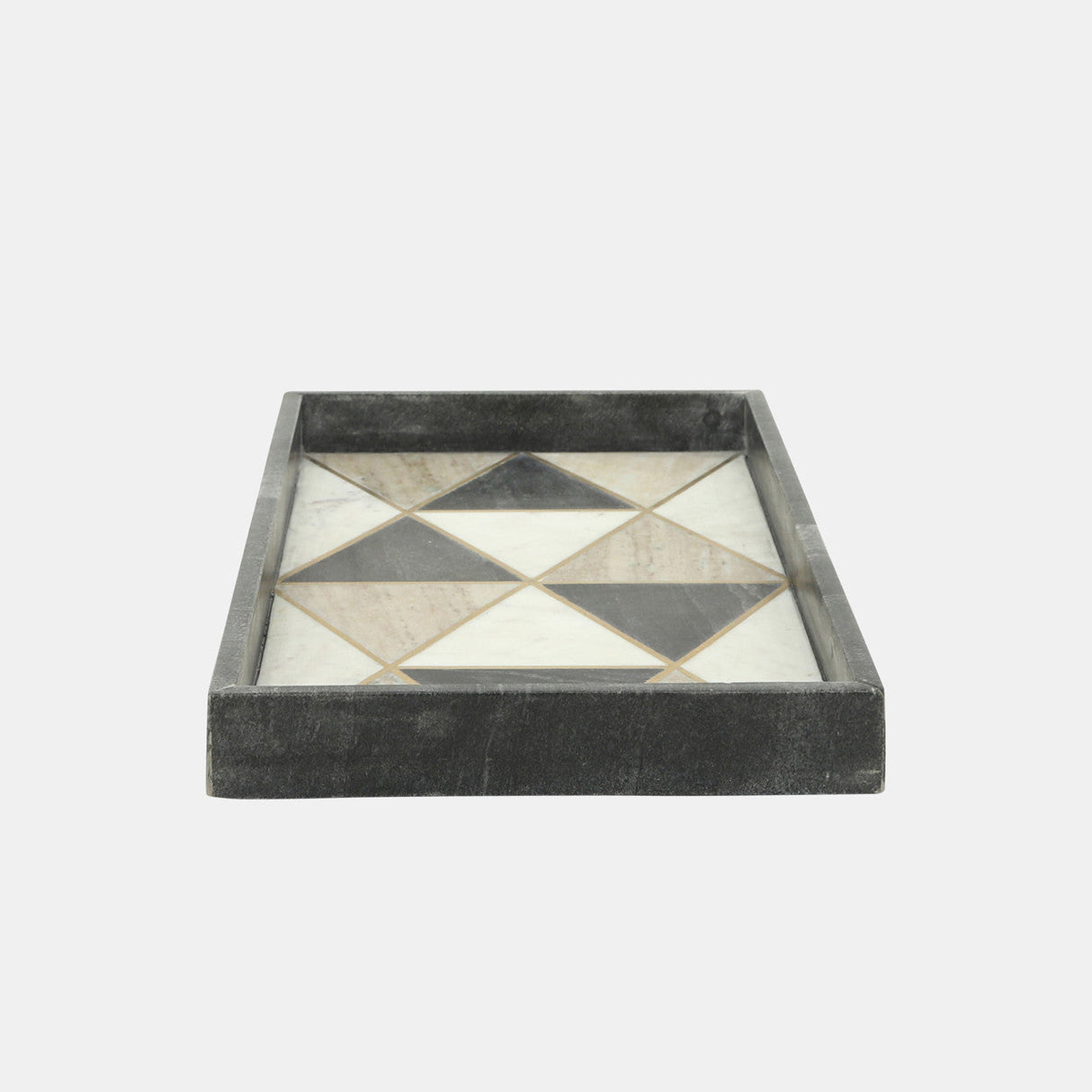 Marble 10x19 Rectangular Tray, Blk/wht