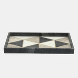 Marble 10x19 Rectangular Tray, Blk/wht