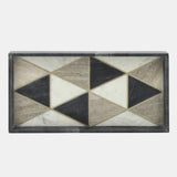 Marble 10x19 Rectangular Tray, Blk/wht