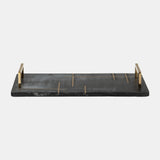 Marble,2"h,tray W/handles,black/gold