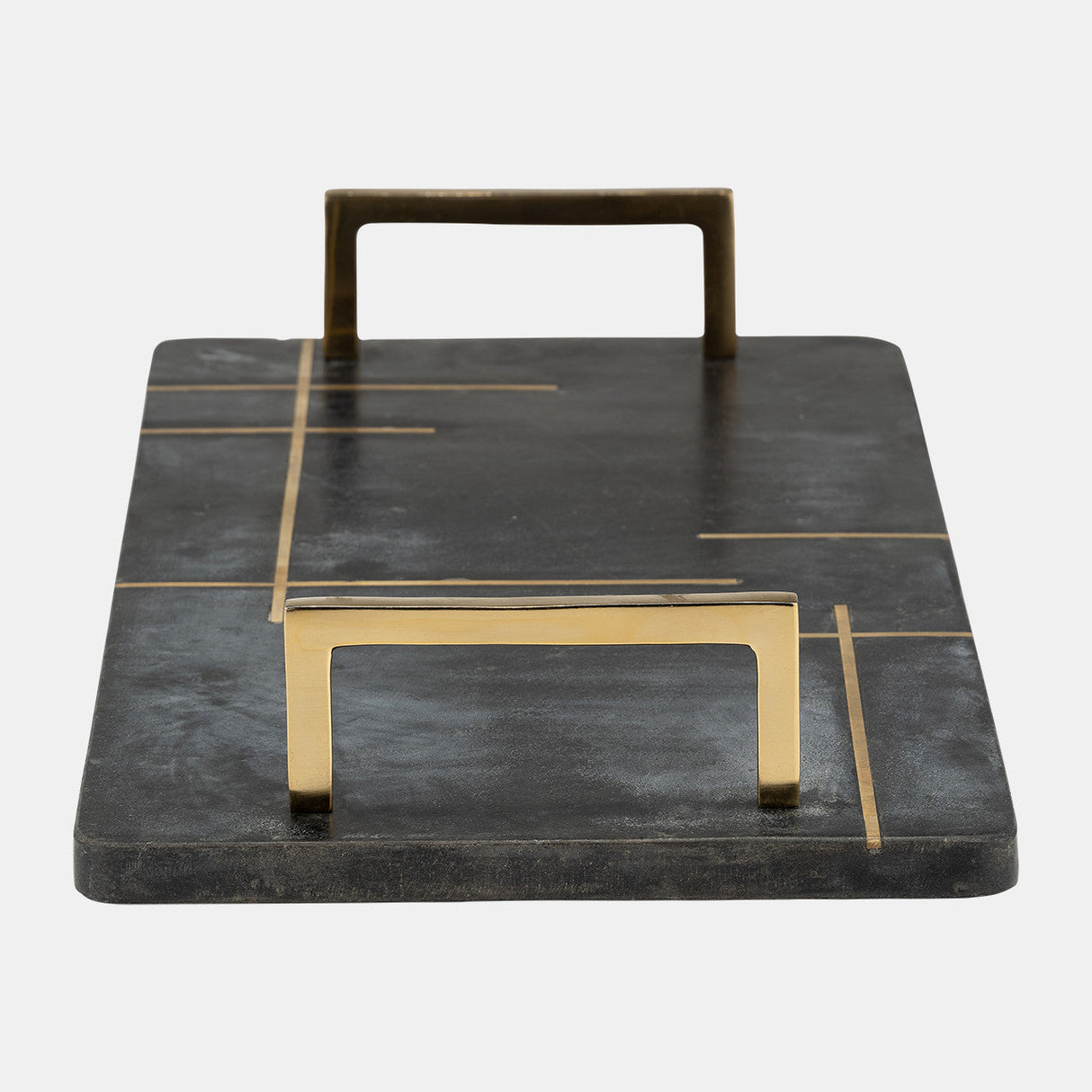 Marble,2"h,tray W/handles,black/gold