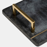 Marble,2"h,tray W/handles,black/gold