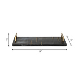 Marble,2"h,tray W/handles,black/gold