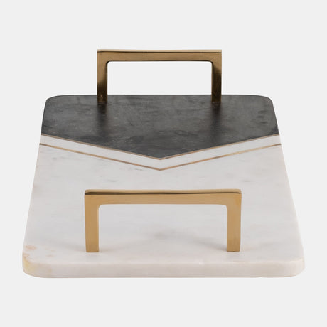 Marble,2"h,tray W/handles,white/copper