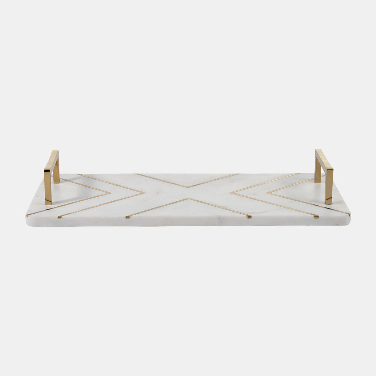 Marble, 2"h,tray W/handles,white/gold