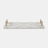 Marble, 2"h,tray W/handles,white/gold