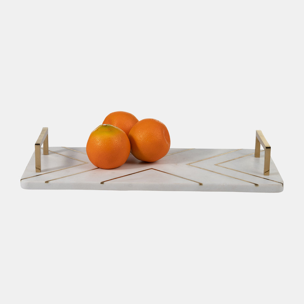 Marble, 2"h,tray W/handles,white/gold