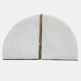 Marble, S/2 5" Pie Bookends, White