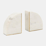 Marble, S/2 5" Pie Bookends, White