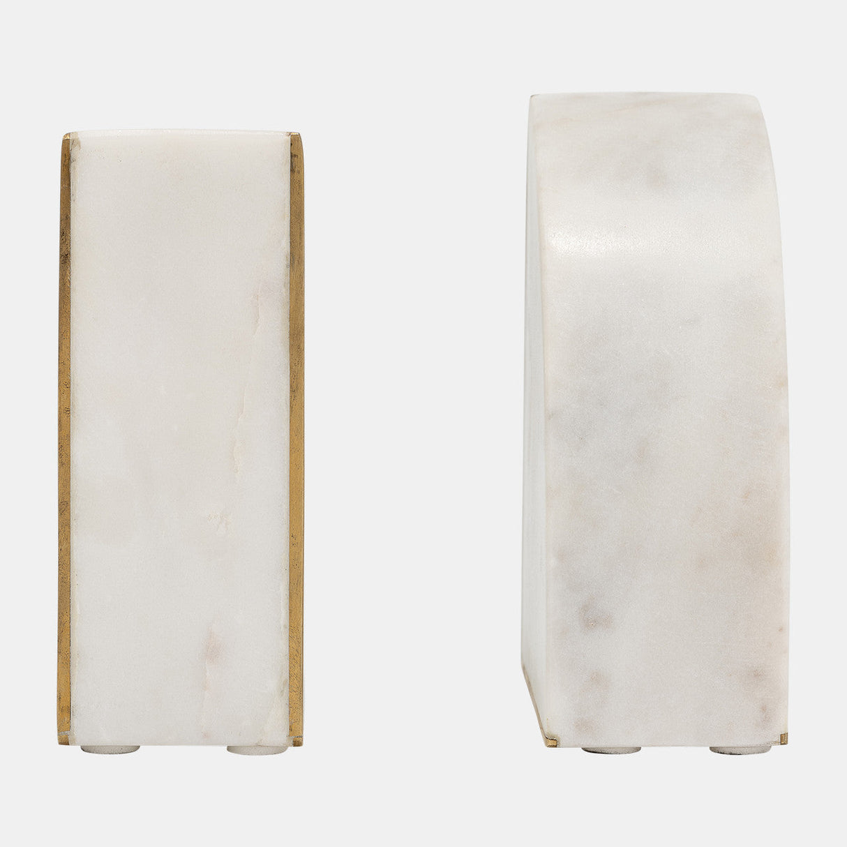 Marble, S/2 5" Pie Bookends, White