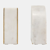 Marble, S/2 5" Pie Bookends, White