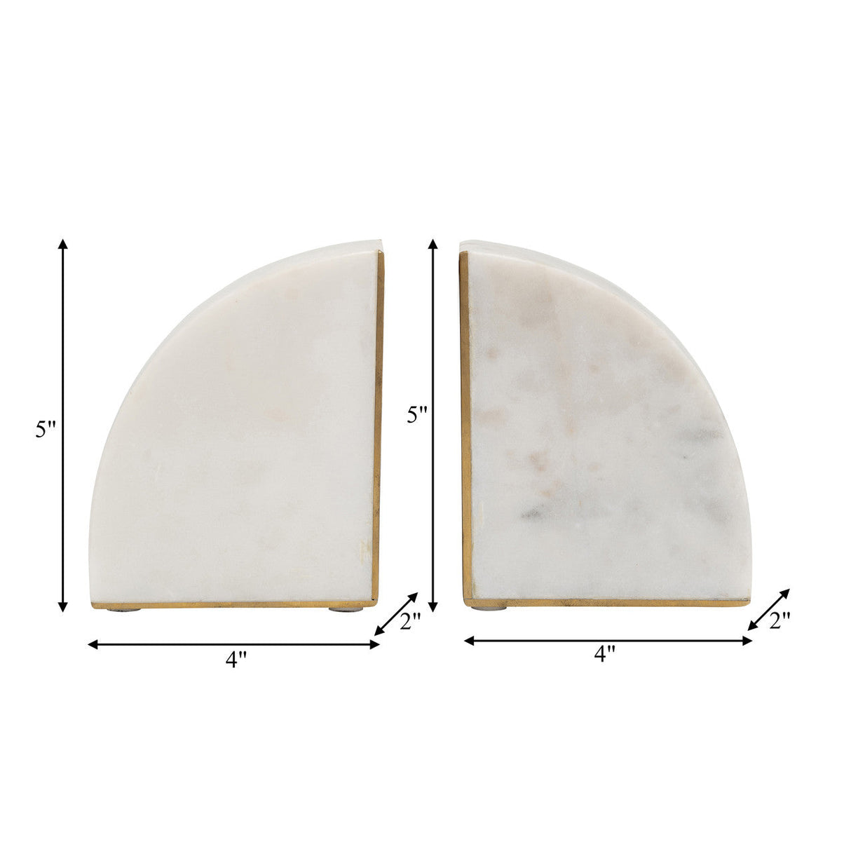 Marble, S/2 5" Pie Bookends, White