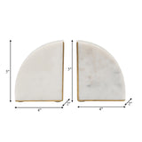 Marble, S/2 5" Pie Bookends, White