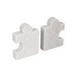 Marble, S/2 5" Puzzle Piece Bookends, White