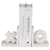 Marble, S/2 5" X & O Bookends, White