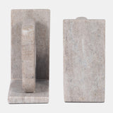 Marble, S/2 6" Cut Out Square Bookends, Tan