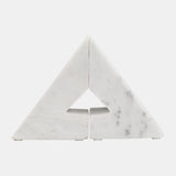 Marble, S/2 6"h Right Triangle Bookends, White