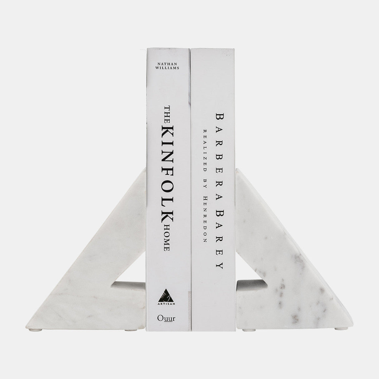 Marble, S/2 6"h Right Triangle Bookends, White