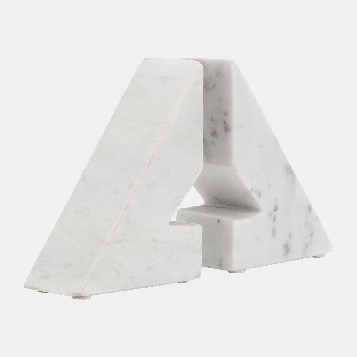 Marble, S/2 6"h Right Triangle Bookends, White