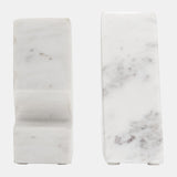 Marble, S/2 6"h Right Triangle Bookends, White