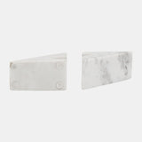 Marble, S/2 6"h Right Triangle Bookends, White