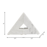 Marble, S/2 6"h Right Triangle Bookends, White