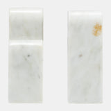 Marble, S/2 6"h Swirly Bookends, White