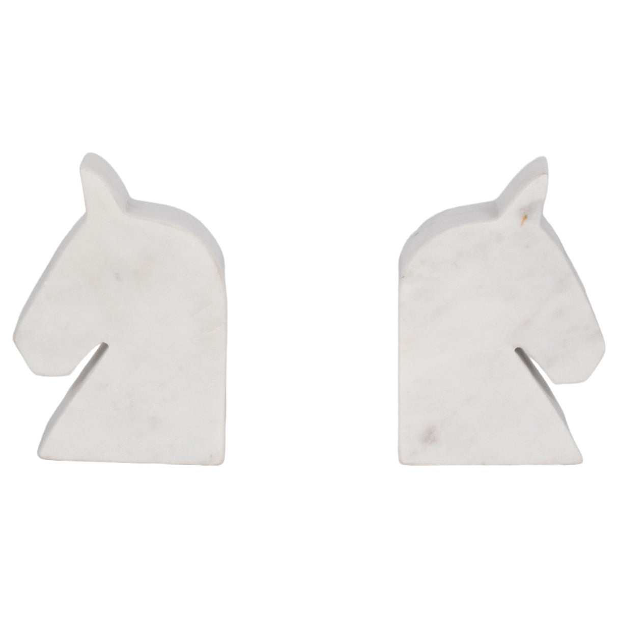 Marble, S/2 6" Horse Head Bookends, White