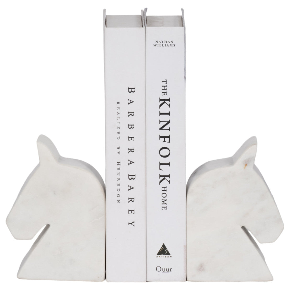 Marble, S/2 6" Horse Head Bookends, White