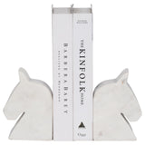 Marble, S/2 6" Horse Head Bookends, White