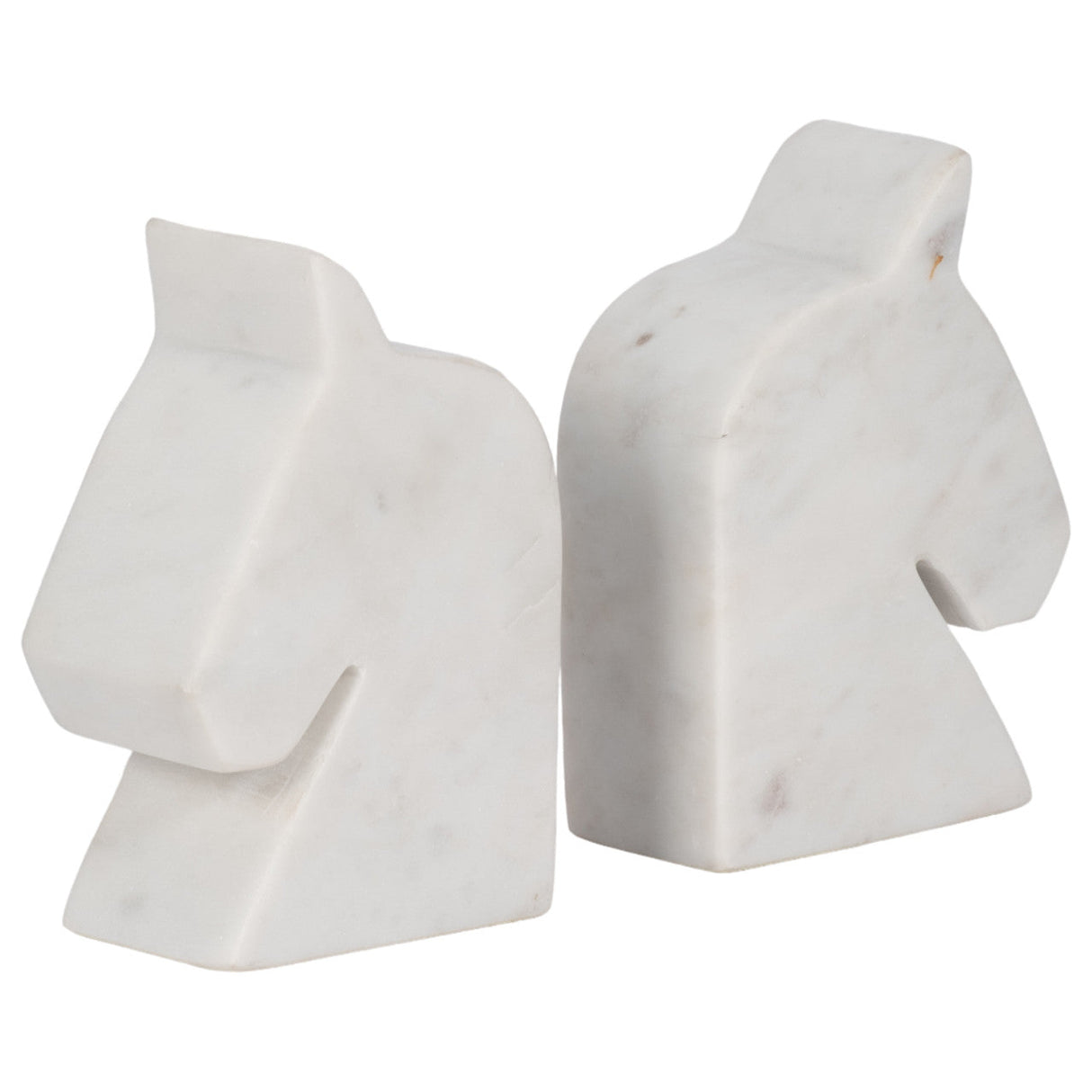 Marble, S/2 6" Horse Head Bookends, White