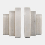 Marble, S/2 6", Layered Arches Bookends,white