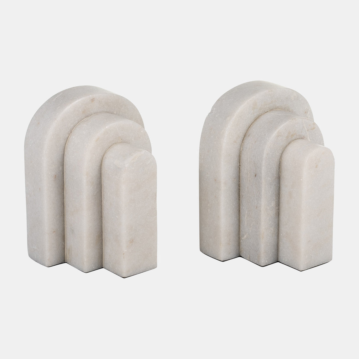 Marble, S/2 6", Layered Arches Bookends,white