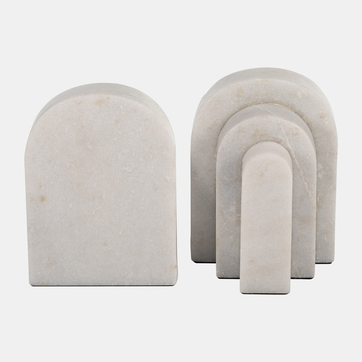 Marble, S/2 6", Layered Arches Bookends,white