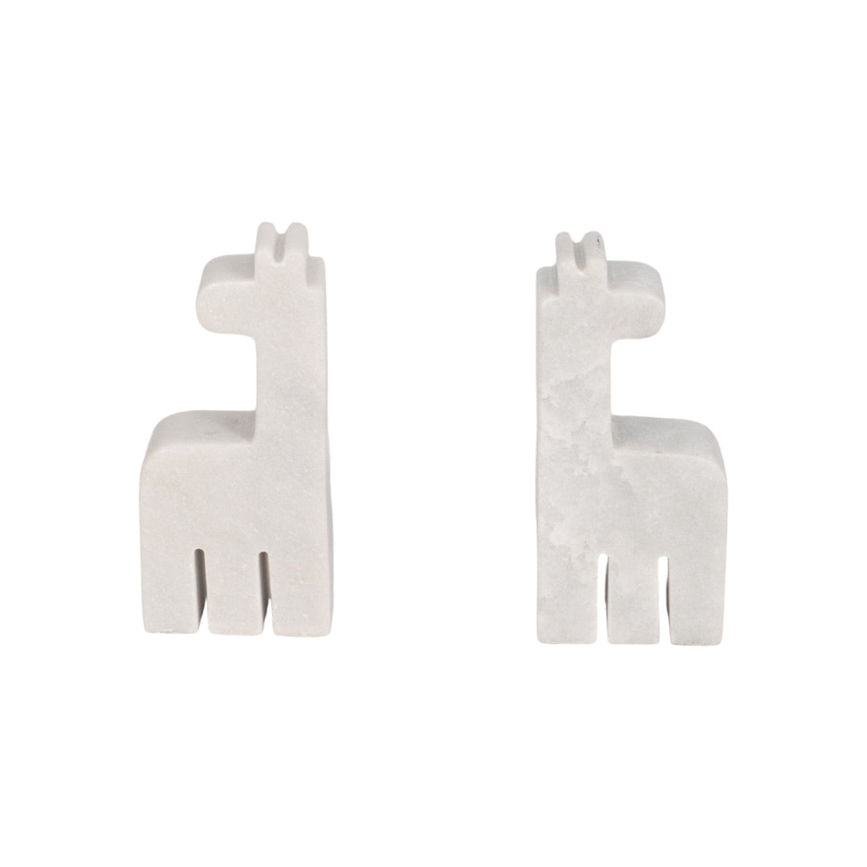 Marble, S/2 7" Giraffe Bookends, White