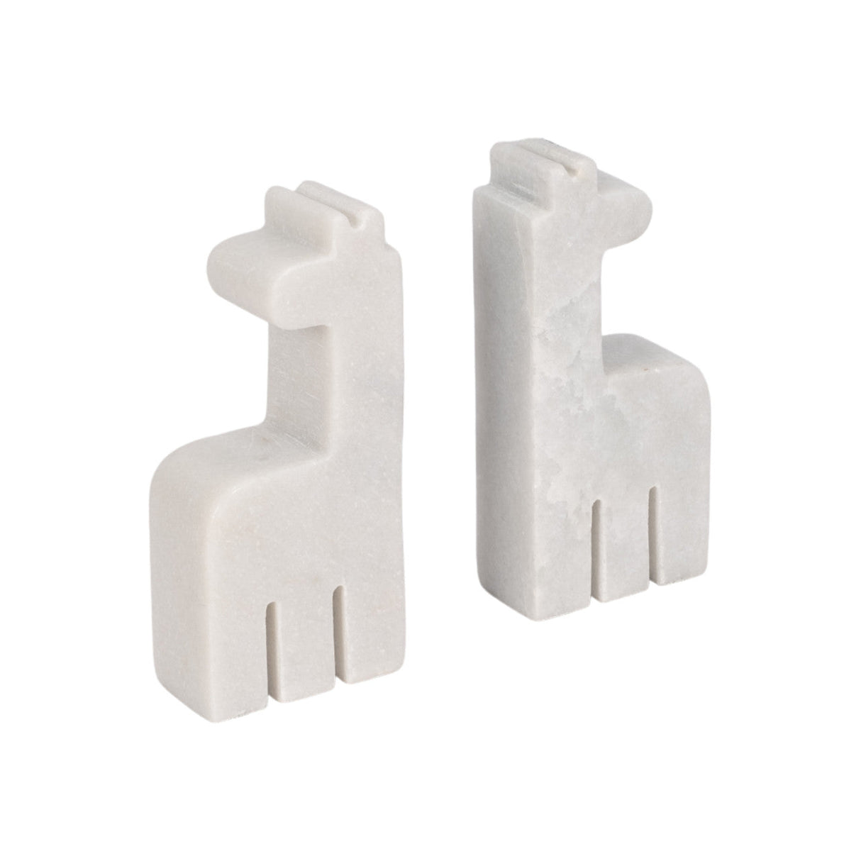 Marble, S/2 7" Giraffe Bookends, White