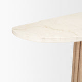 Marbrello Botticino Marble Top Light Brown Fluted Wood Half Moon Console Table by Mercana at Eve Furniture