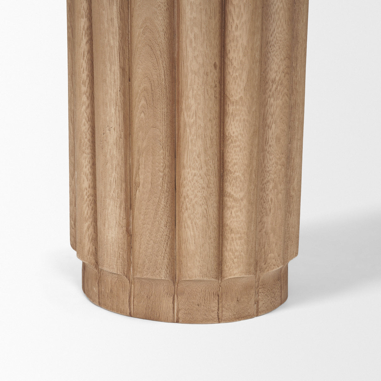 Marbrello Botticino Marble Top Light Brown Fluted Wood Half Moon Console Table by Mercana at Eve Furniture