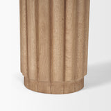 Marbrello Botticino Marble Top Light Brown Fluted Wood Half Moon Console Table by Mercana at Eve Furniture