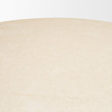 Marbrello Botticino Marble Top Light Brown Fluted Wood Round Dining Table by Mercana at Eve Furniture